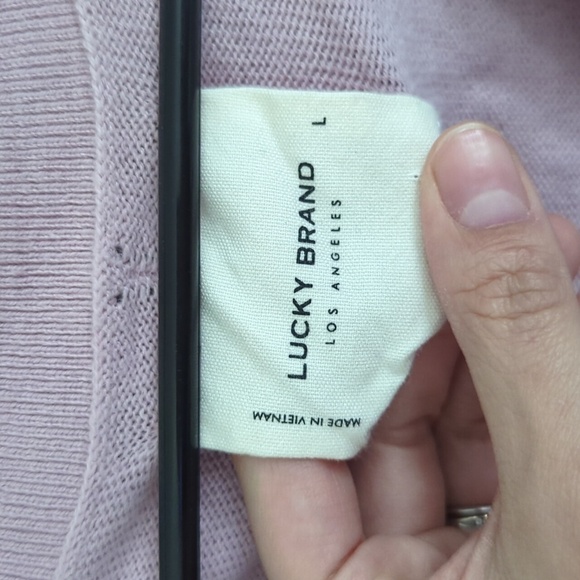 Lucky Brand Light Pink V Neck Lightweight Sweater Size Large - Picture 3 of 5